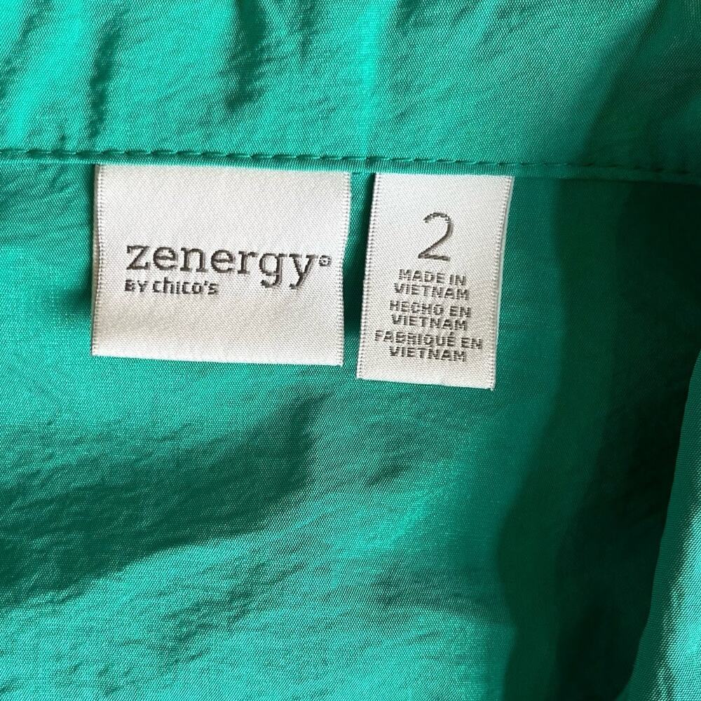 Chico's Zenergy Jacket Women's Size 2 Large 12/14 Green Zip Front Activewear - Picture 9 of 10